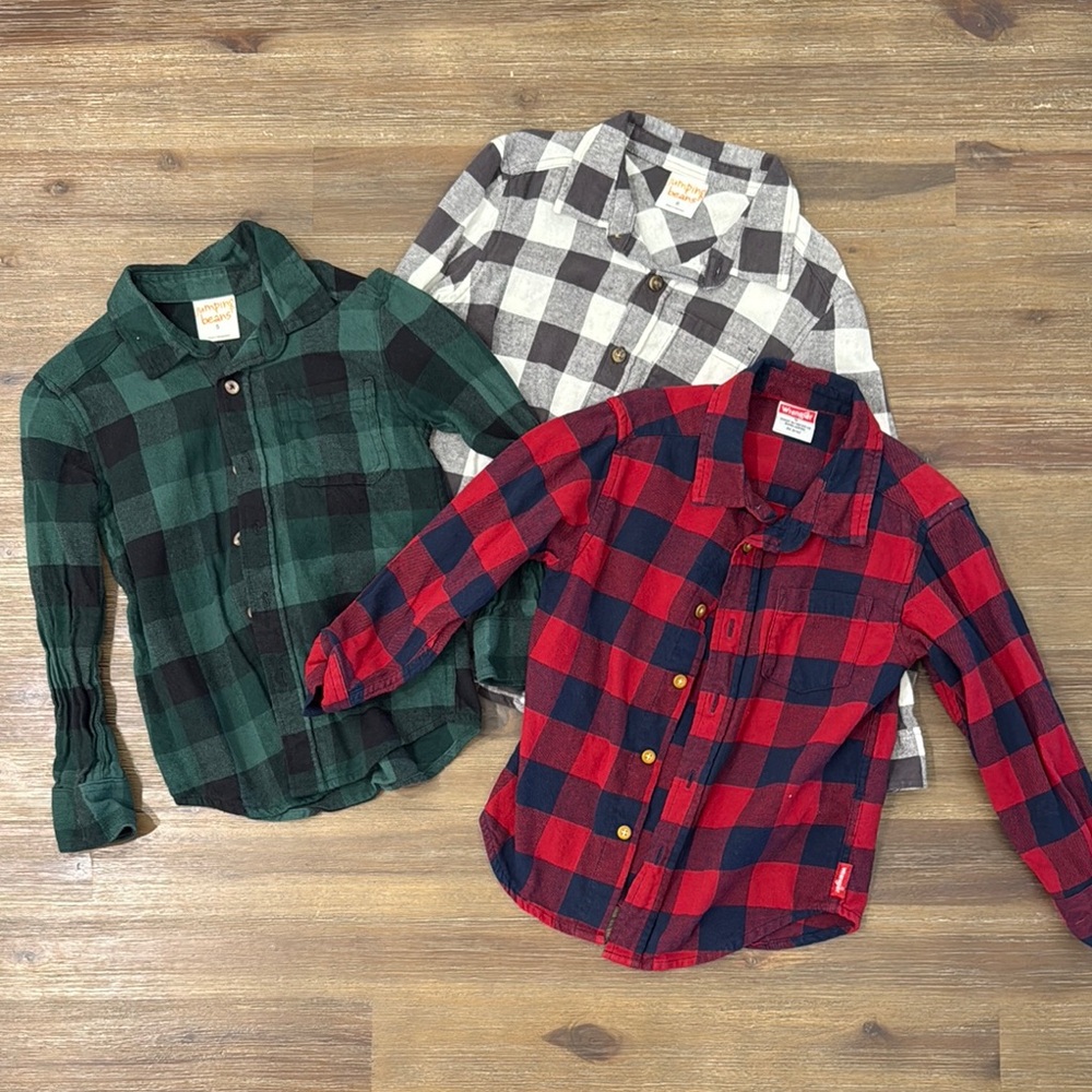 Plaid Kids Shirt - Red, Green, and Gray